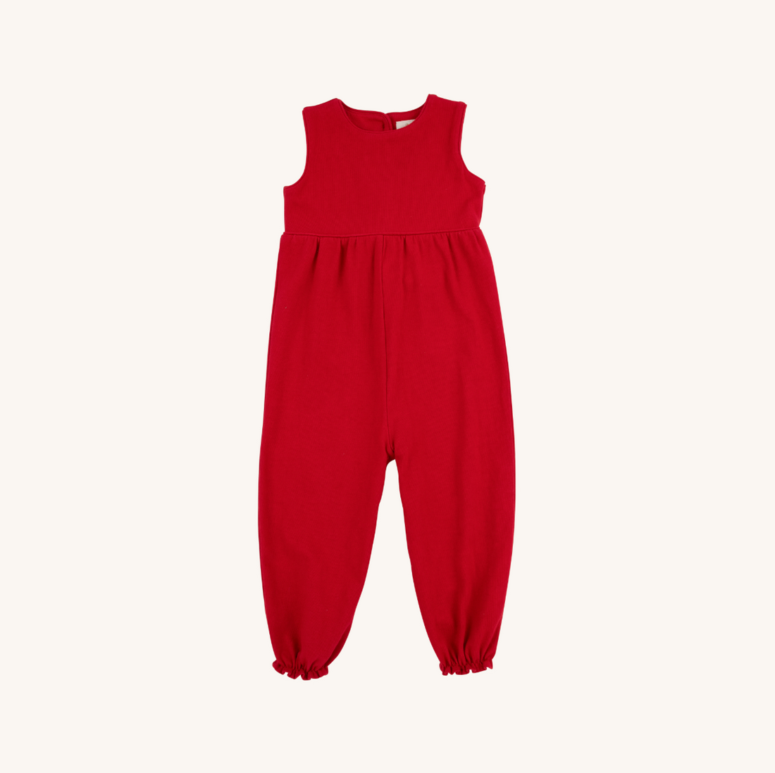 TBBC Sleeveless Rebecca Romper: Richmond Red with Palmetto Pearl Bow