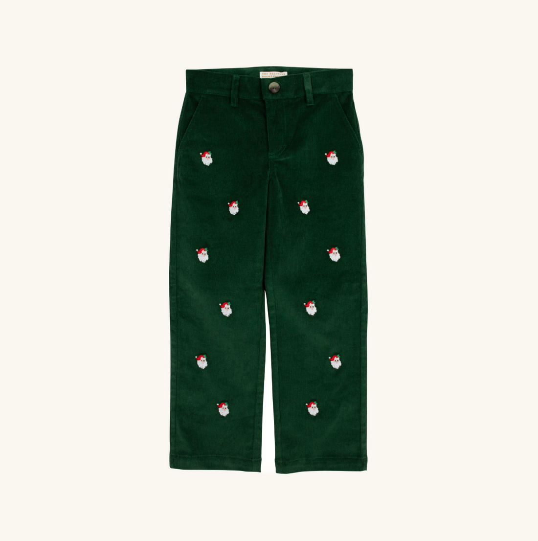 Critter Prep School Pants: Grier Green Corduroy with Santa