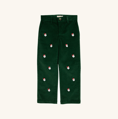 Critter Prep School Pants: Grier Green Corduroy with Santa