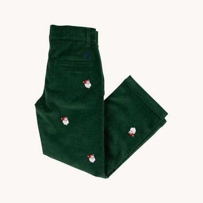 Critter Prep School Pants: Grier Green Corduroy with Santa