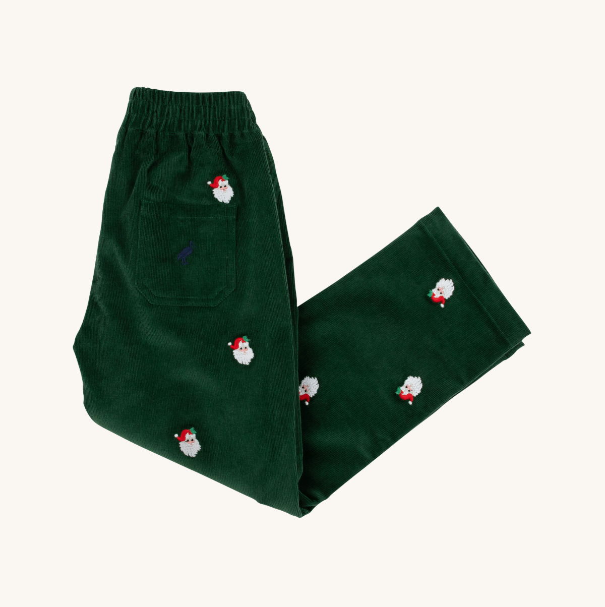 TBBC Critter Sheffield Pants: Grier Green Corduroy with Santa