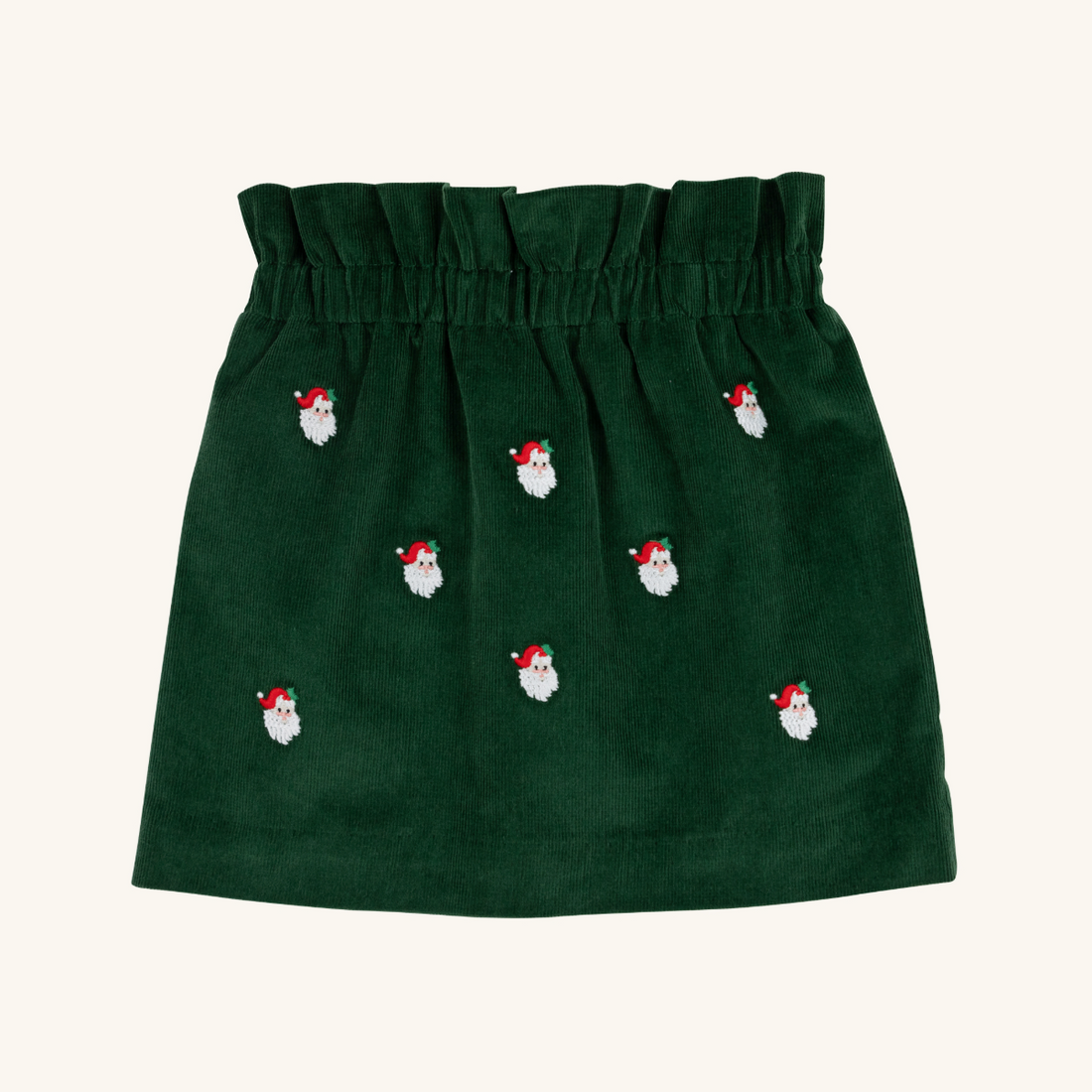 TBBC Beasley Bag Skirt: Grier Green Corduroy with Santa
