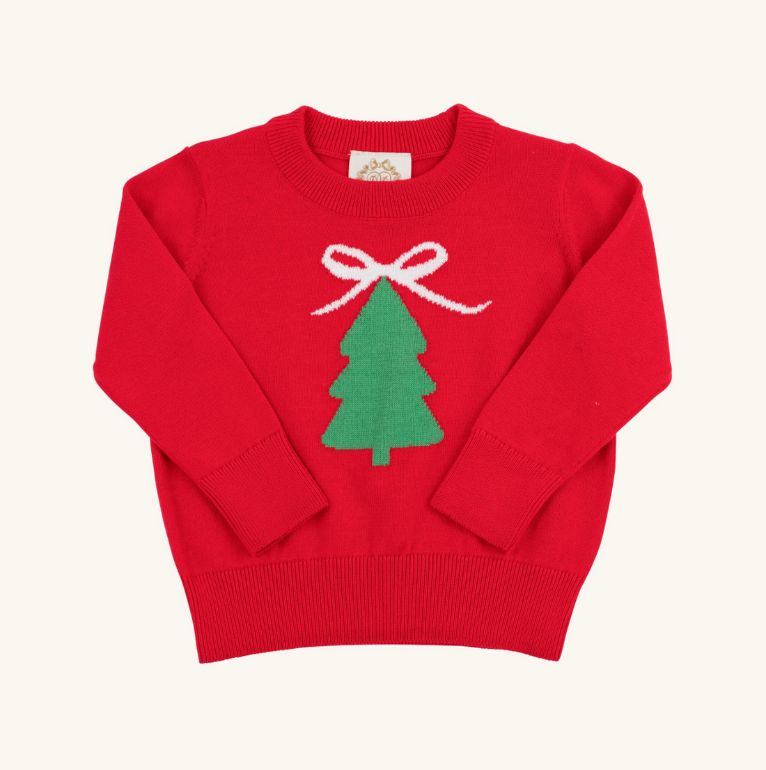 TBBC Isabelle`s Intarsia Sweater: Richmond Red/Christmas Tree