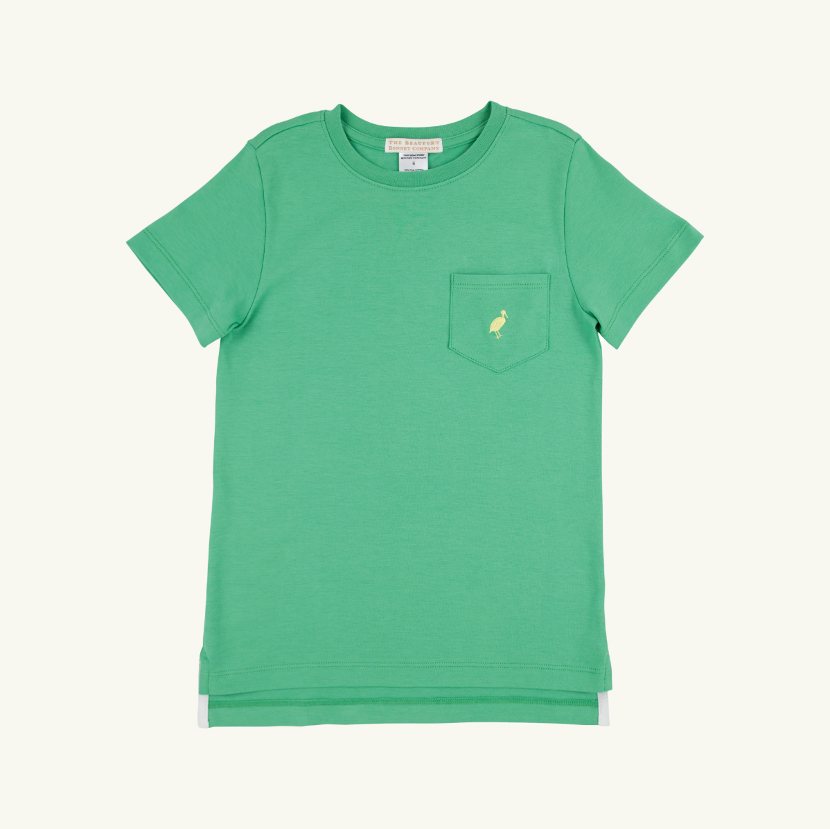 TBBC Carter Crewneck: Gibson Island Green with Lake Wroth Yellow Stork