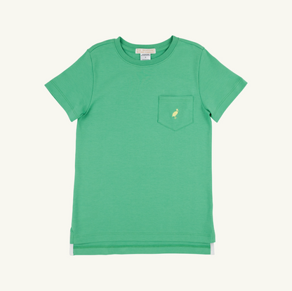 TBBC Carter Crewneck: Gibson Island Green with Lake Wroth Yellow Stork