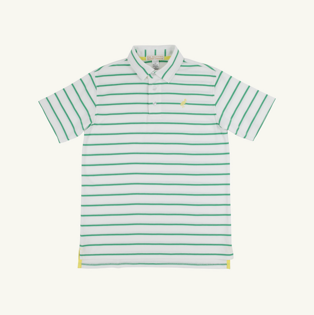 TBBC SS Prim &amp; Proper Polo: Gibson Island Green Stripe