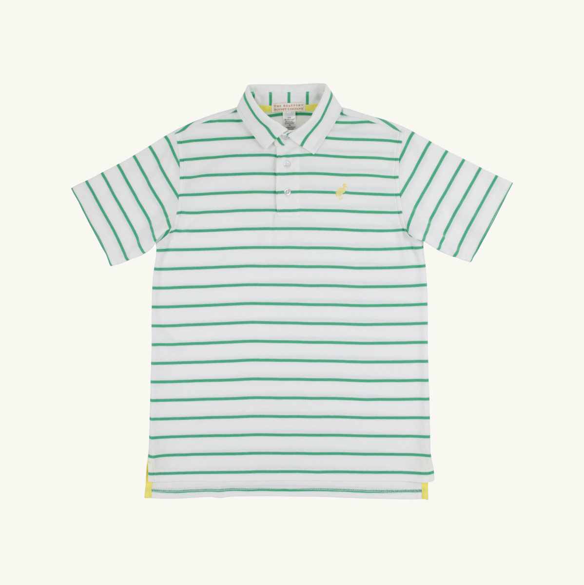 TBBC SS Prim &amp; Proper Polo: Gibson Island Green Stripe