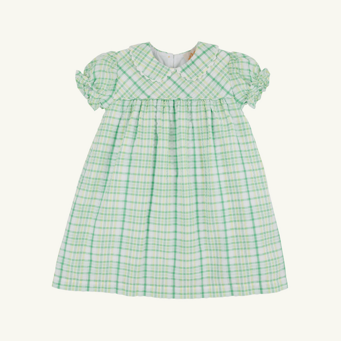 TBBC Seersucker Holly Day Dress: Gibson Island Green with Lake Worth Yellow