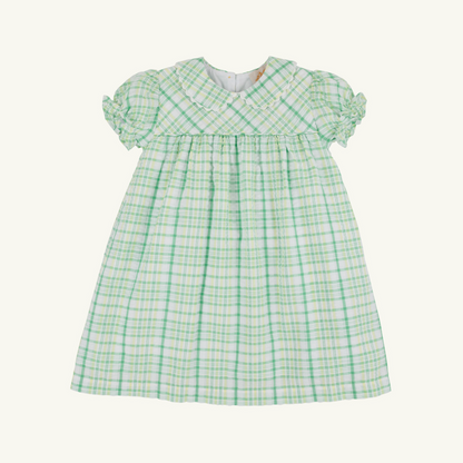 TBBC Seersucker Holly Day Dress: Gibson Island Green with Lake Worth Yellow