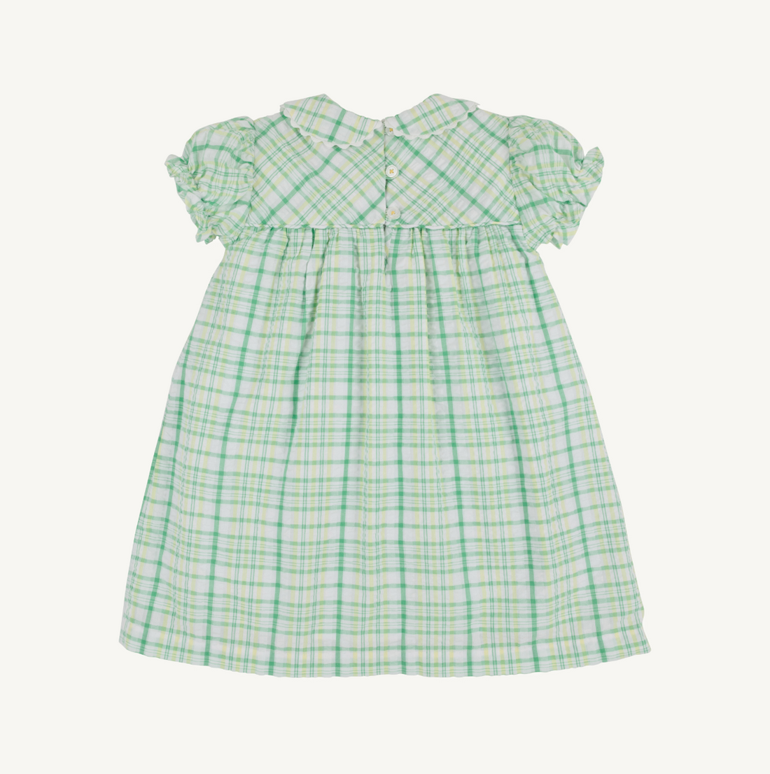 TBBC Seersucker Holly Day Dress: Gibson Island Green with Lake Worth Yellow