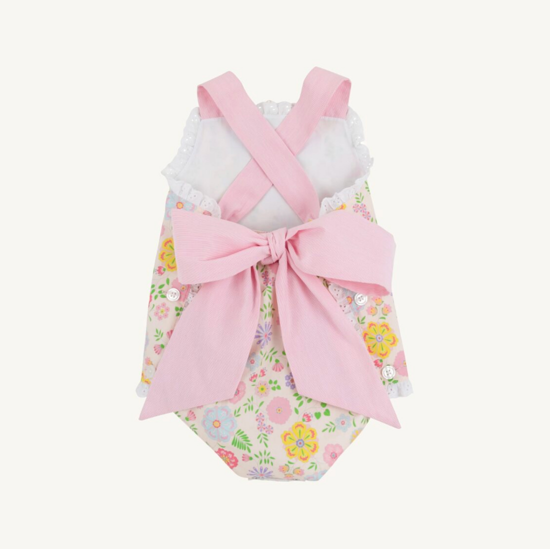 Sisi Sunsuit - Broadcloth: Boca Grande Begonia/Hamptons Hot Pink Pique Stripe