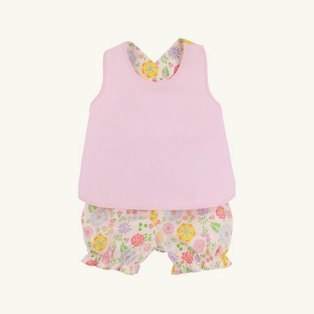 Betsey Bow Back Set - Broadcloth: Boca Grande Begonia/Hamptons Hot Pink Pique Stripe