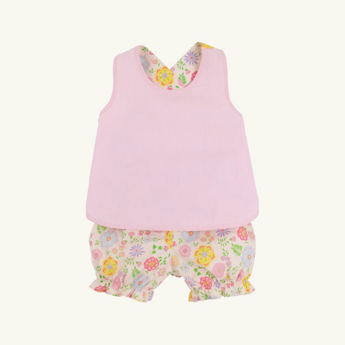 Betsey Bow Back Set - Broadcloth: Boca Grande Begonia/Hamptons Hot Pink Pique Stripe