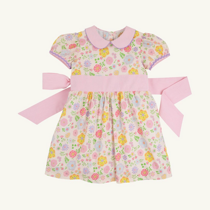 Cindy Lou Sash Dress - Broadcloth: Boca Grande Begonia/Hamptons Hot Pink Pique Stripe