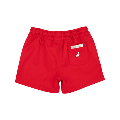 TBBC Twill Sheffield Shorts: Richmond Red with Multicolor Stork
