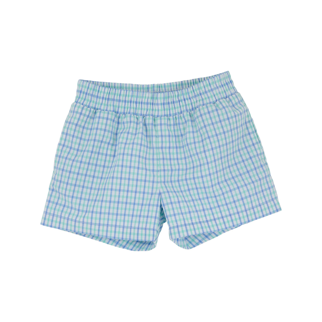 TBBC Sheffield Shorts: Sunrise Blvd Blue &amp; Turks Teal Chandler Check with SBB Stork