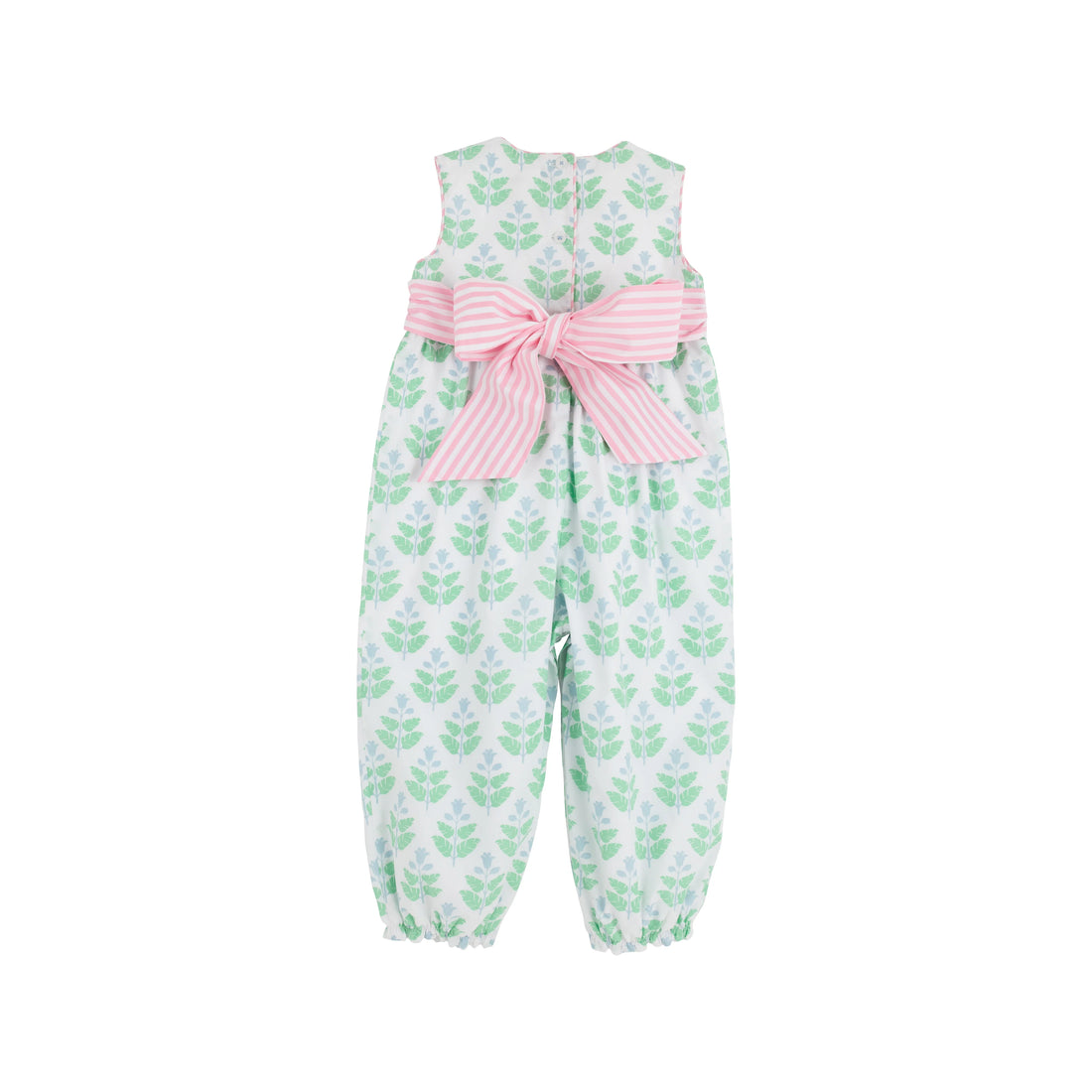 TBBC Broadcloth Sleveeless Rebecca Romper: Hanover Hand Block with Pier Park Pickney Pink Stripe
