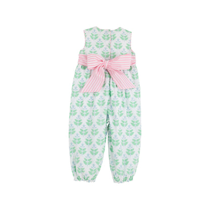 TBBC Broadcloth Sleveeless Rebecca Romper: Hanover Hand Block with Pier Park Pickney Pink Stripe