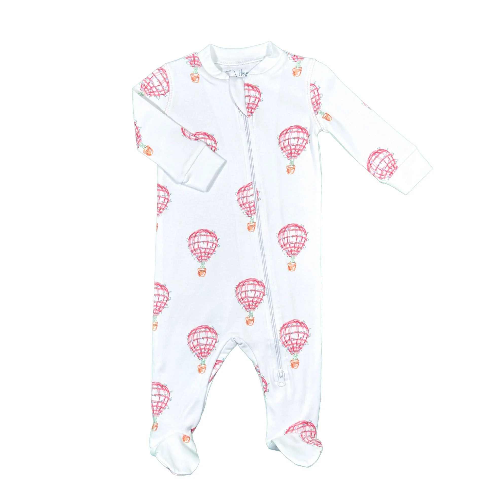 Hot Pink Hot Air Balloon Printed Zippered Footie