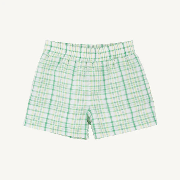 TBBC Seersucker Sheffield Shorts: Gibson Island Green with Lake Wroth Yellow