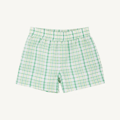 TBBC Seersucker Sheffield Shorts: Gibson Island Green with Lake Wroth Yellow