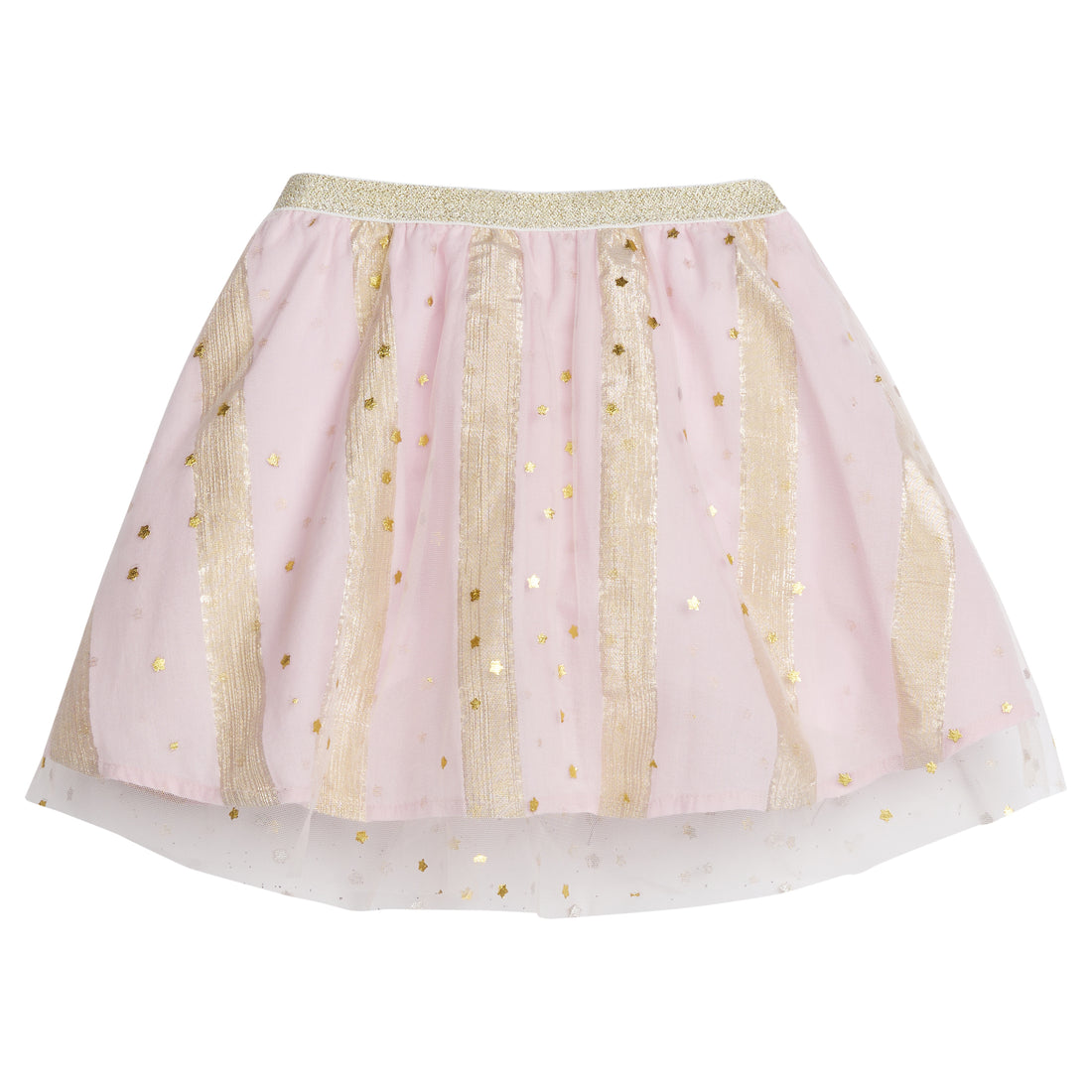 Tulle Circle Skort: Pink Metallic Stripe/Stars