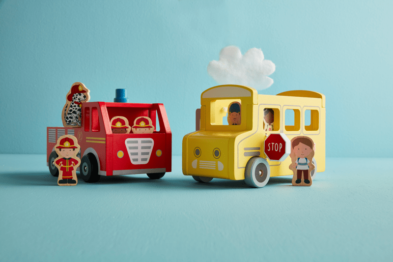 Wooden School Bus Play Set