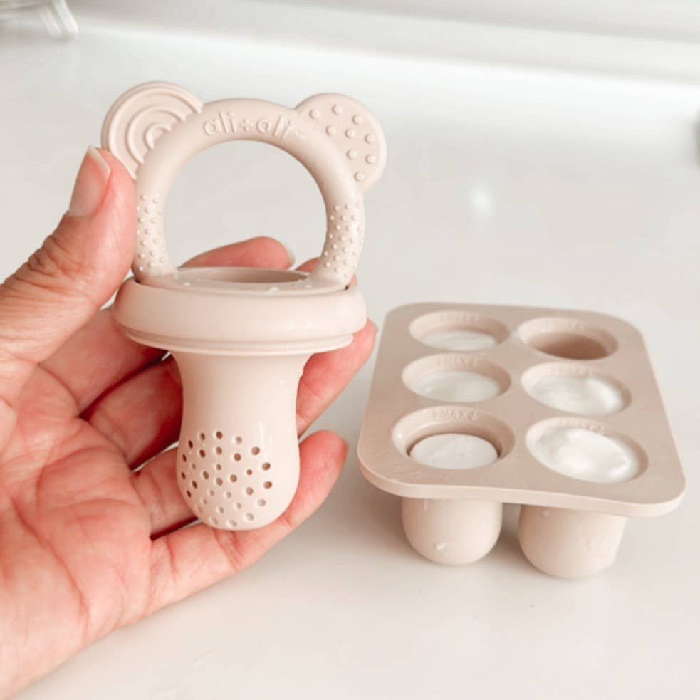 Food &amp; Fruit Pacifier Feeder &amp; Freezer Tray (Mist-Taupe) 3pc