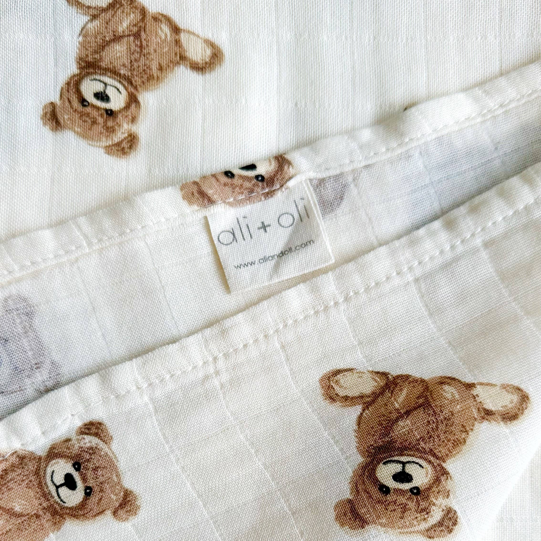 Muslin Swaddle Blanket: Teddy Bear Print