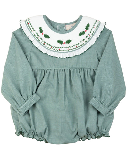 Holly Smocked Green Check Bubble
