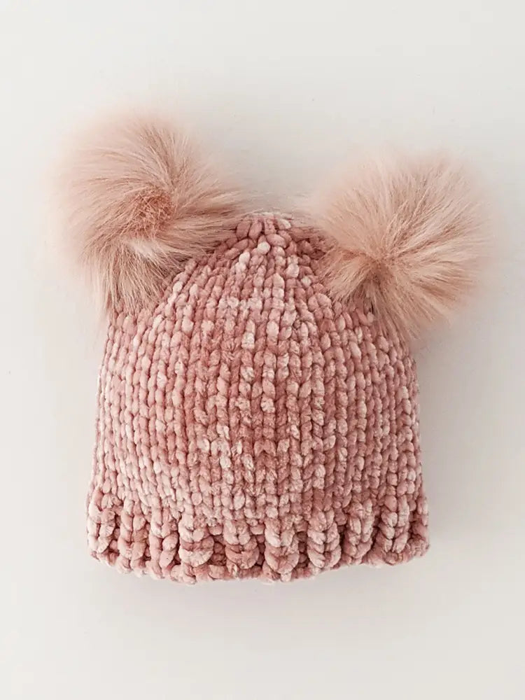 Huggalugs Chenille Beanie Hat  - Rosy Pink