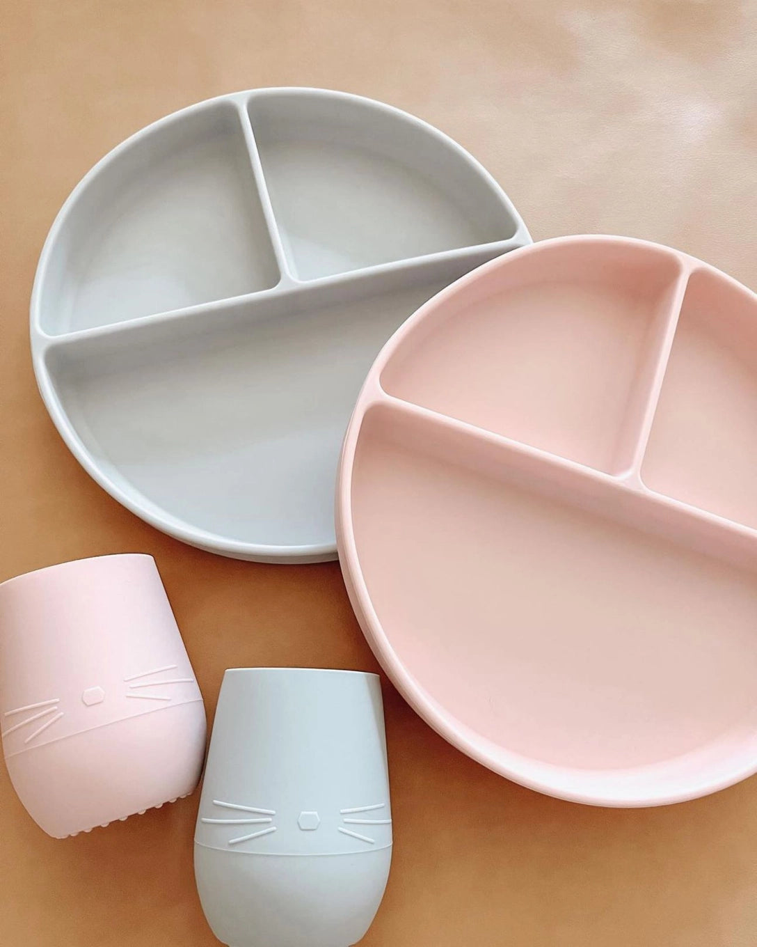 Baby Plate with Suction and Divided Portions - Pink