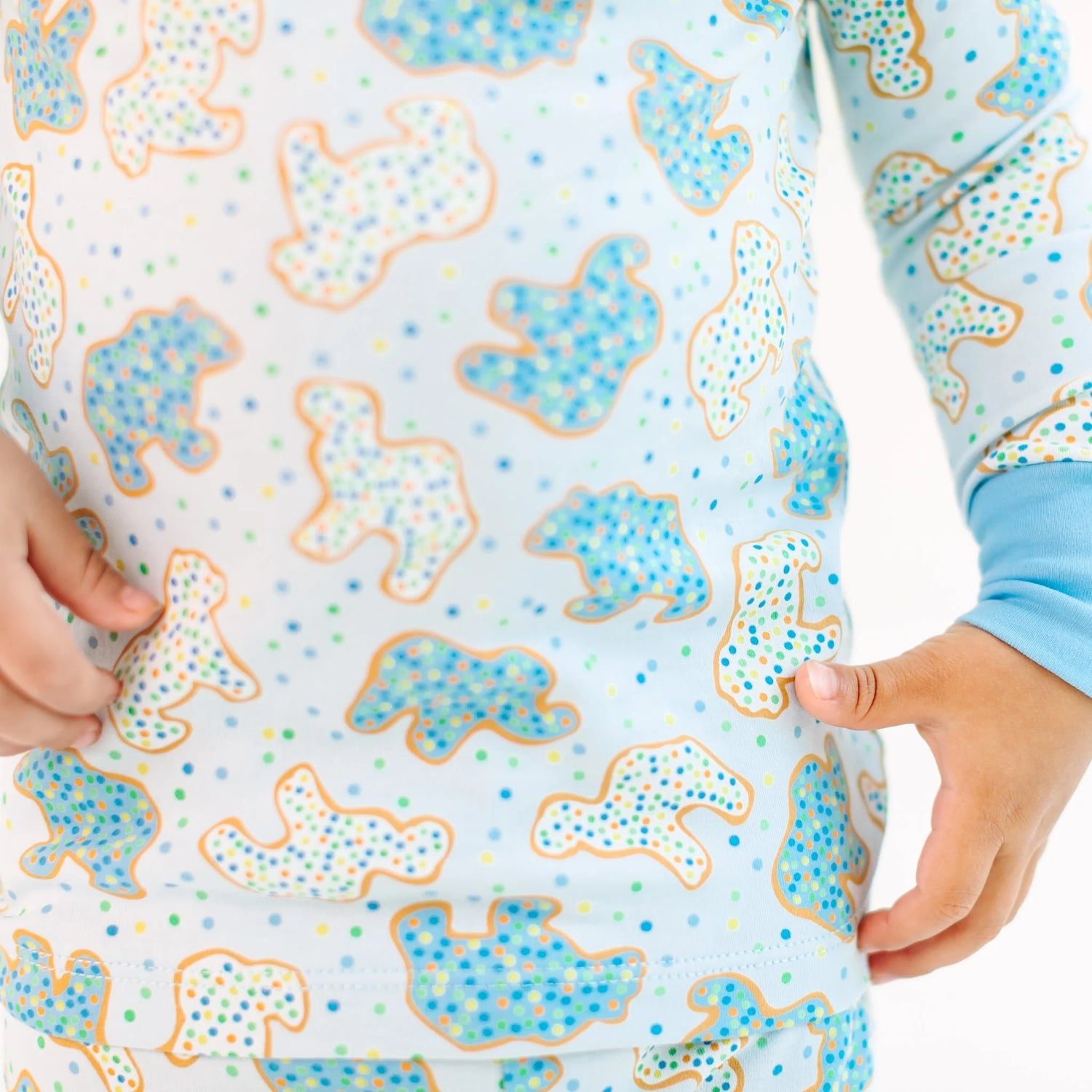 Animal Crackers Long Pajamas: Light Blue
