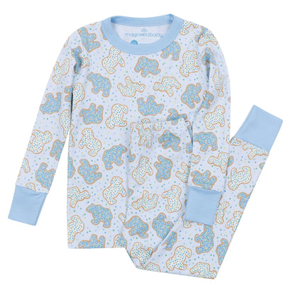 Animal Crackers Long Pajamas: Light Blue