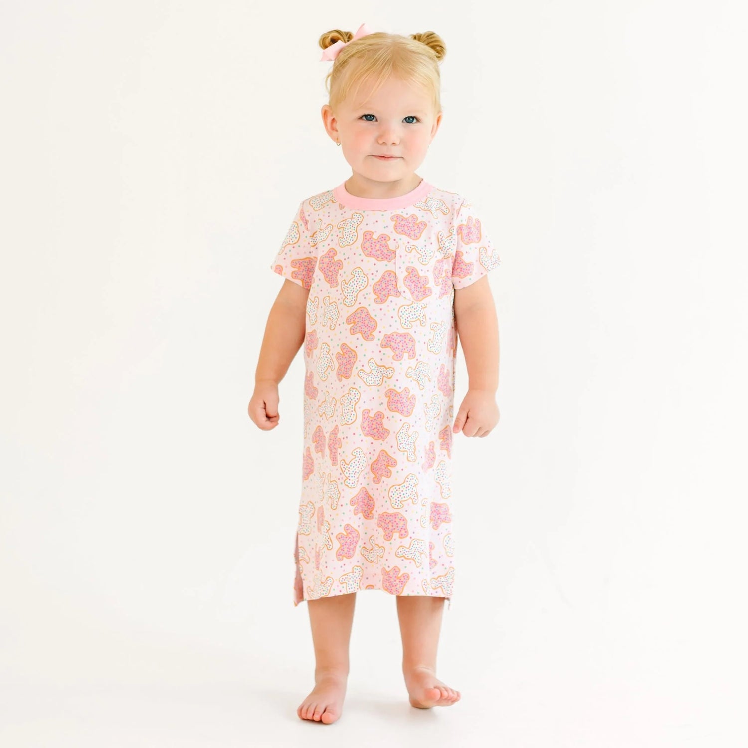 Animal Crackers Short Sleeve Nightdress: Pink