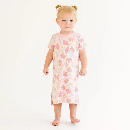 Animal Crackers Short Sleeve Nightdress: Pink