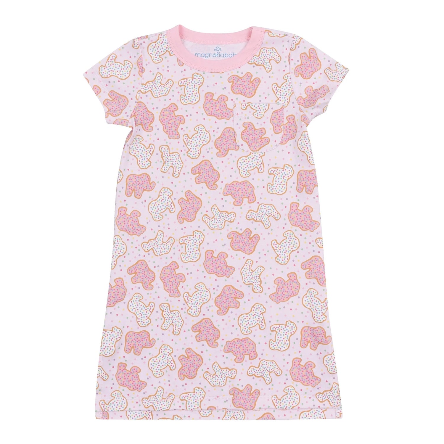 Animal Crackers Short Sleeve Nightdress: Pink