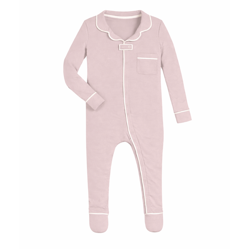 Zipper Footie with Collar: Light Pink
