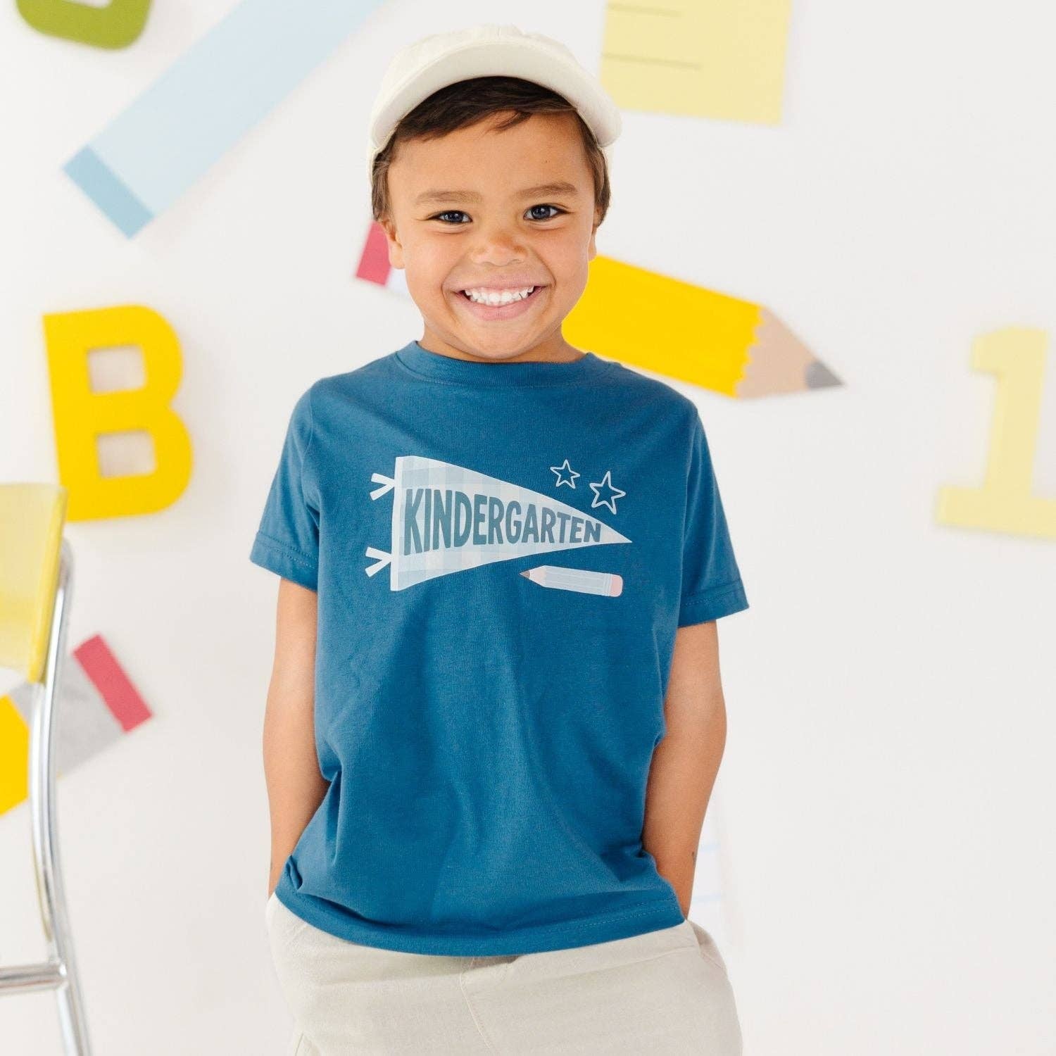 Kindergarten Pennant Short Sleeve T-Shirt: Blue