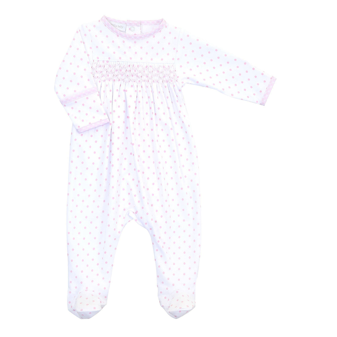 Gingham Dots Smocked Footie: Pink