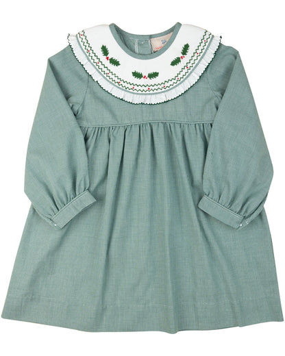 Holly Smocked Green Check Dress