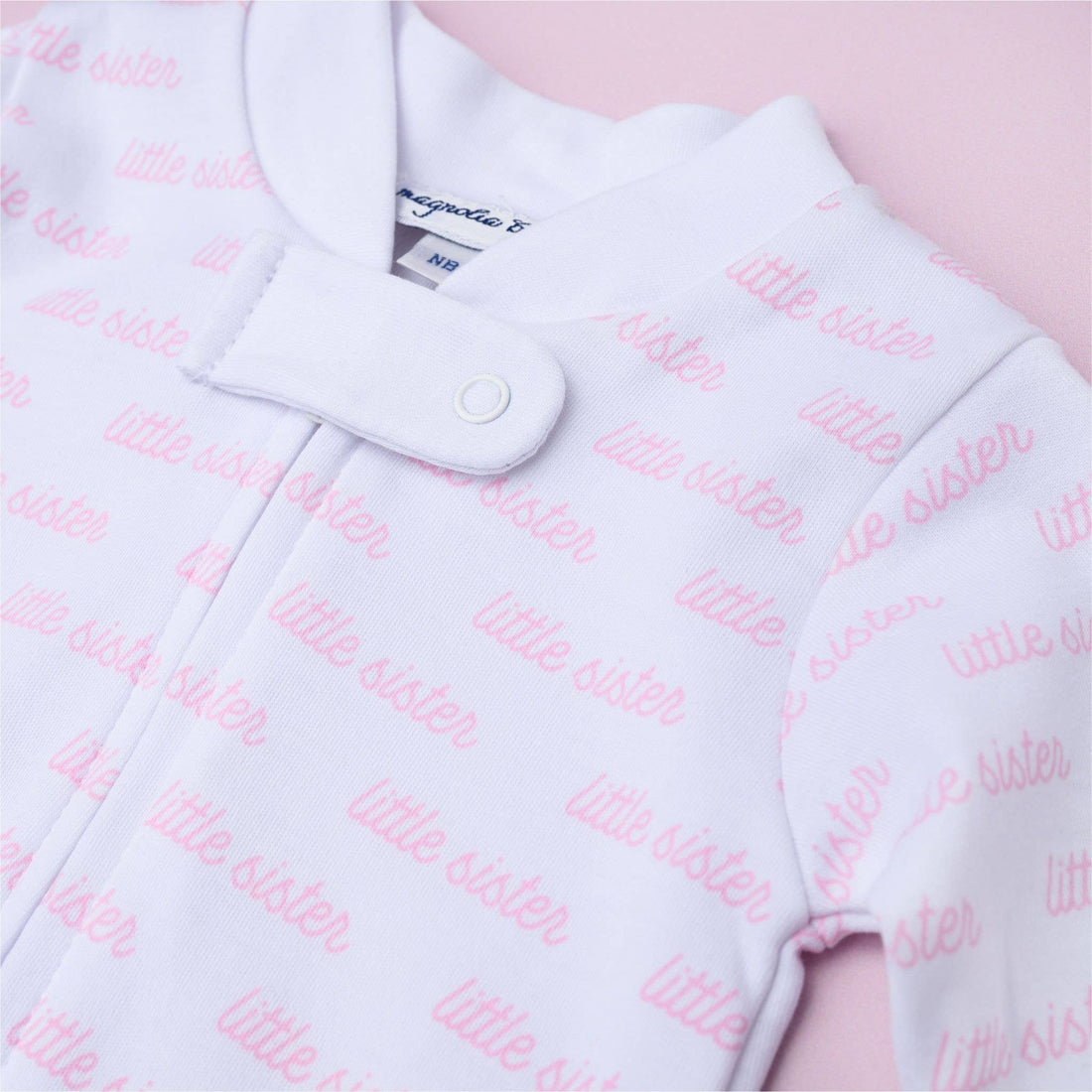 &quot;Little Sister&quot; Print Zipper Footie