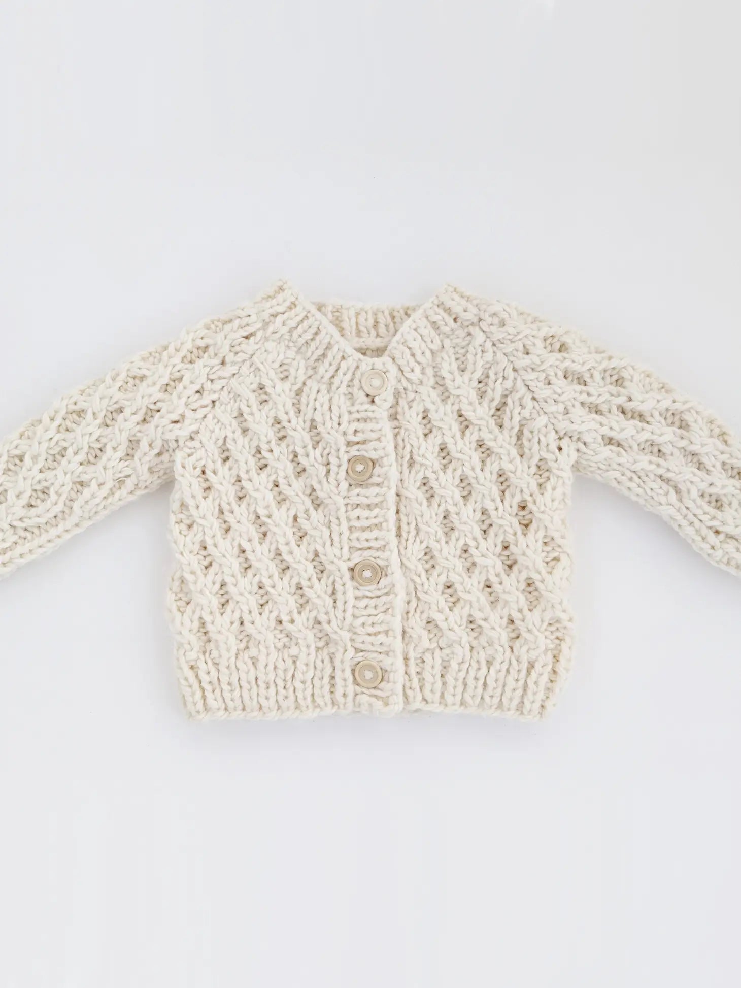 Waffle Knit Cardigan Sweater: Natural