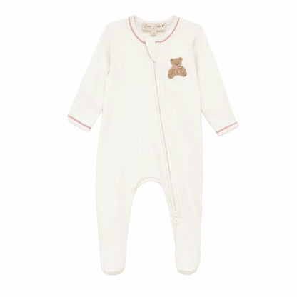 Bear Hugs Zip Footie: Dusty Rose