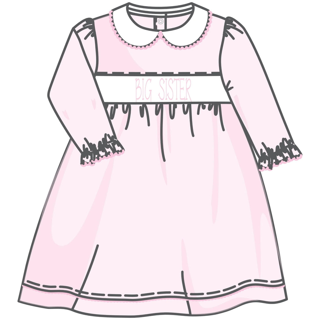 Big Sister Smocked Long Sleeve Dress