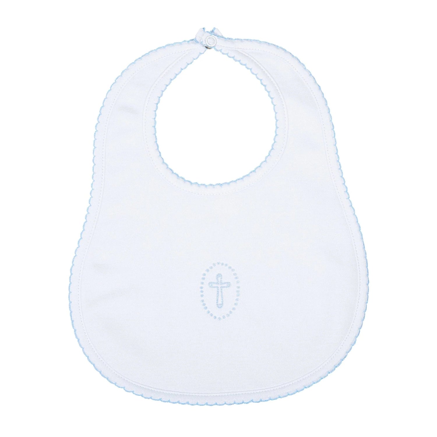 Blessed Embroidered Bib: Light Blue