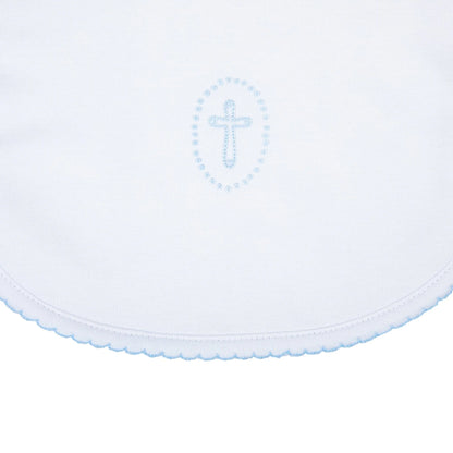 Blessed Embroidered Bib: Light Blue