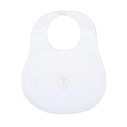 Blessed Embroidered Bib: Pink