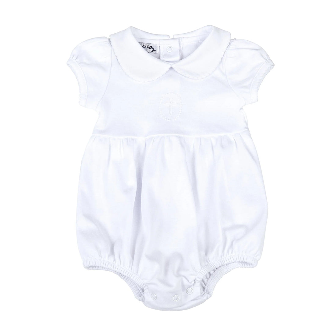 Blessed Embroidered Collared Boy Bubble: White