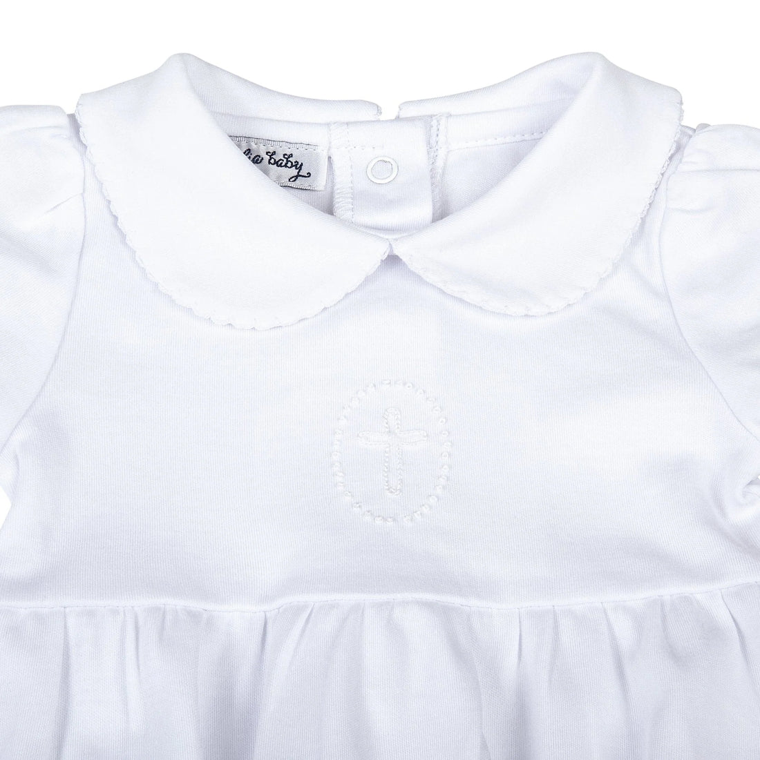 Blessed Embroidered Collared Boy Bubble: White